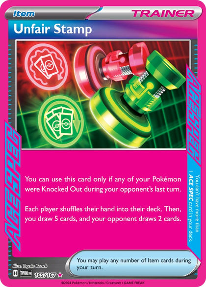 Pokemon – Unfair Stamp 165/167 – Twilight Masquerade – Ace Spec Card