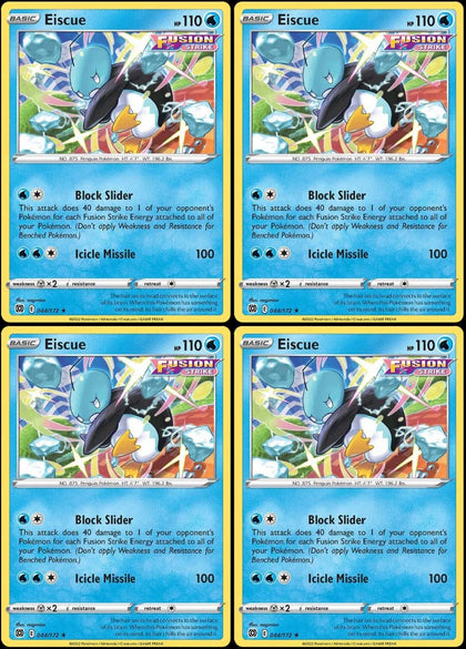 Pokemon Eiscue 044/172 - Brilliant Stars Fusion Strike Card Lot - Playset x4