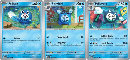 Poliwrath 062/165 - Poliwhirl Poliwag - Pokemon 151 - Evolution Card Lot