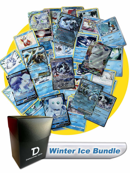 Winter Ice Bundle Pokémon Compatible TCG Random Assortment || Guaranteed Ice-Type Ultra Rare + 20 Ice-Type Pokémon Compatible Cards + Dan123yal Deck Box