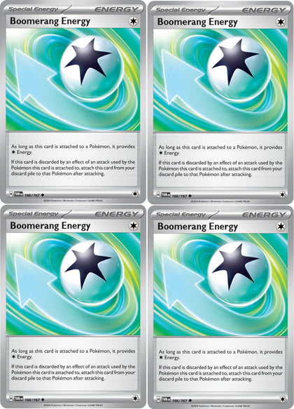 Boomerang Energy 166/167 – Twilight Masquerade – Pokemon x4 Card Lot – Playset