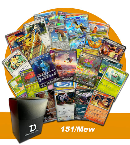 151 / MEW TCG Pokemon Compatible Random Assortment Bundle || Guaranteed Ultra Rare + 20 Random Cards + Dan123yal Deck Box