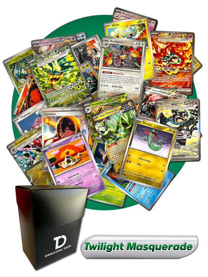 Twilight Masquerade Pokémon Compatible TCG Random Assortment Bundle || Guaranteed Ultra Rare + 30 Random Cards + Dan123yal Deck Box