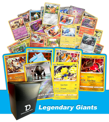 Dan123yal Legendary Giants TCG Random Assortment Bundle || Guaranteed Legendary Giants Sextet + 6 Holographic Cards + 6 High HP Cards Deck Box