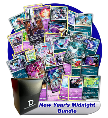 Dan123yal New Years Midnight TCG Random Assortment Bundle || Guaranteed Psychic or Dark Ultra Rare + 20 Random Psychic or Dark Type Cards Deck Box