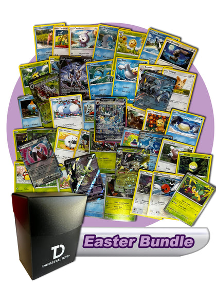 Easter TCG Random Assortment Bundle || Guaranteed Grass, Water, or Normal Ultra Rare + 20 Random Grass, Water, or Normal + Dan123yal Deck Box