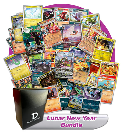 Lunar New Year TCG Random Assortment Bundle || Guaranteed Dragon, Fire or Dark Ultra Rare + 20 Random Dragon, Fire, or Dark Type Cards + Dan123yal Deck Box