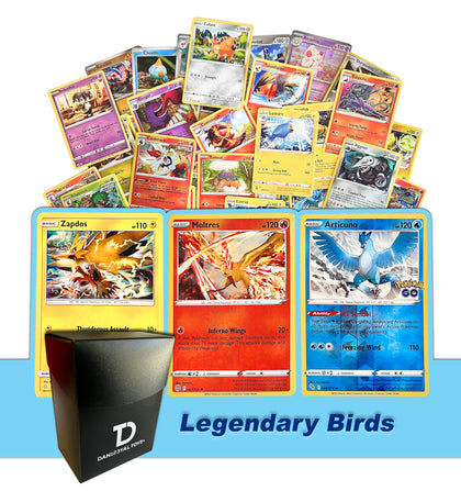 Dan123yal Legendary Birds TCG Random Assortment Bundle || Guaranteed Legendary Birds Trio + 6 Holographic Cards + 6 High HP Cards Deck Box