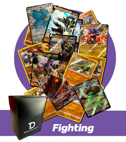 Dan123yal Fighting Type TCG Assortment Bundle || Guaranteed Ultra Rare Fighting Card + 30 Random Fighting Type Cards Deck Box