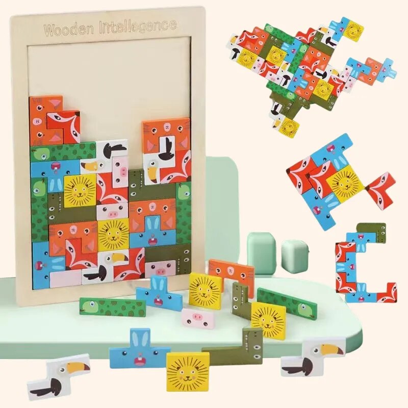 3D Wooden Puzzle Toy Brain Games Wood Jigsaw Puzzles