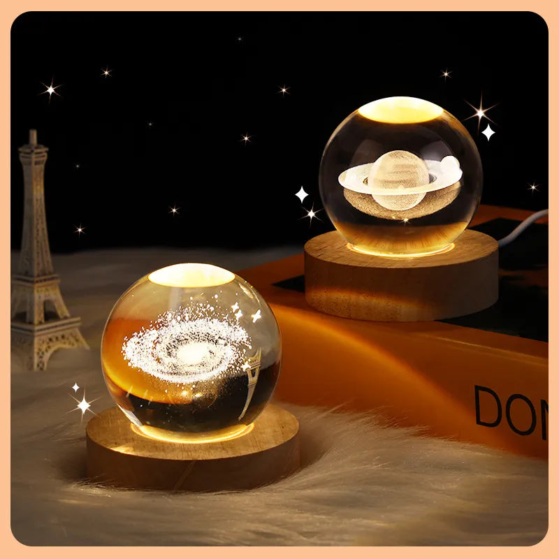USB LED Night Light Galaxy Crystal Ball Lamp/3D Planet Moon Lamp