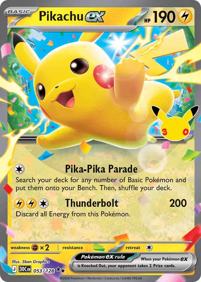 Pikachu ex – 30th Celebration