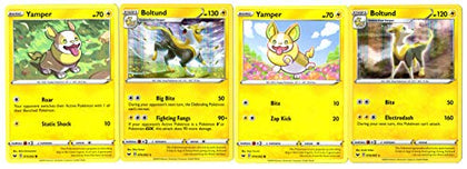 Boltund Pokemon Evolution Card Set - 75/202 & 76/202 - Electro Dash - Figthing Fangs - x2 Yampers - Rare 4 Card Lot