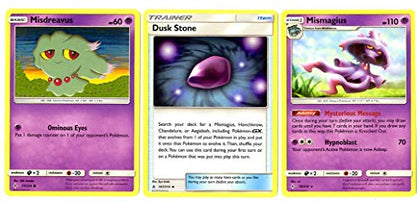 Evolution Card Set - Mismagius 78/214 & Dusk Stone - Sun Moon Unbroken Bonds - 3 Card Lot