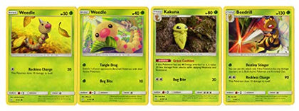 Beedrill Pokemon Evolution Card Set - Kakuna & Weedle - Sun Moon Team Up - 5/181 - Rare 4 Card Lot