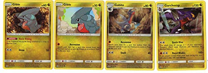 Garchomp Pokemon Evolution Card Set - Gabite & 2 Gibles - Sun Moon Ultra Prism 99/156 - Rare 4 Card Lot