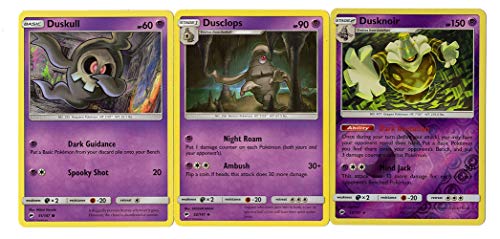 Dusknoir Pokemon Evolution Card Set - Dusclops Duskull - Burning Shadows 53/147 - Rare 3 Card Lot - Dark Invitation