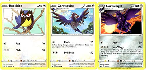 Pokemon Sword & Shield Evolution Set - Corviknight Corvisquire & Rookidee - 135/202 - Rare 3 Card Lot