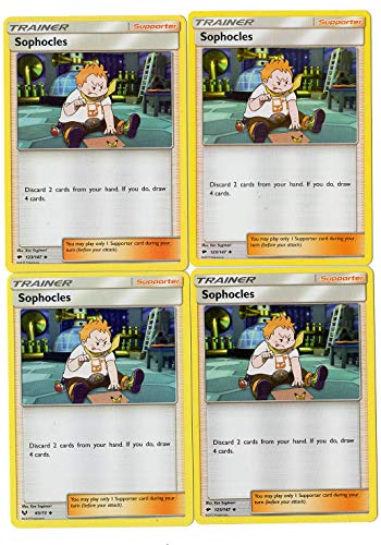 Trainer Card Lot - Sophocles 123/147 Sun Moon Burning Shadows - 4 Card Set