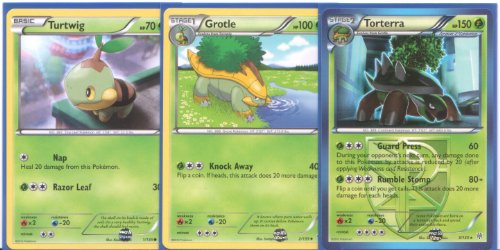 Torterra, Grotle and Turtwig - Rare Pokemon Card Evolution Set (Plasma Storm #1, #2 and #3/135)