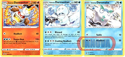 Pokemon Evolution Set - Galarian Darmanitan 28/189 & 44/189 - Darkness Ablaze Sword & Shield - Rare 3 Card Lot