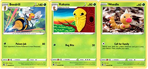 Pokemon Evolution Set - Beedrill 004/073 Kakuna & Weedle - Champion's Path - 3 Card Lot