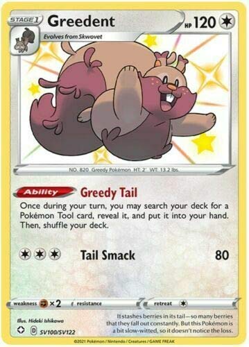 Greedent - SV100/SV122 - Shiny Holo Rare - Shining Fates - NM/M