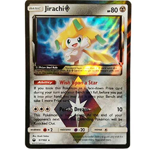 Pokemon Jirachi 97/168 Holo Rare Prism Star Sun & Moon + Extra Protection Near Mint 2018