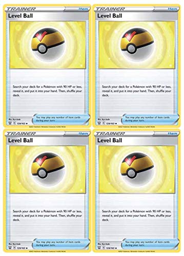 Pokemon Trainer Card Set - Level Ball - 129/163 - Battle Styles - Sword & Shield - x4 Item Card Lot