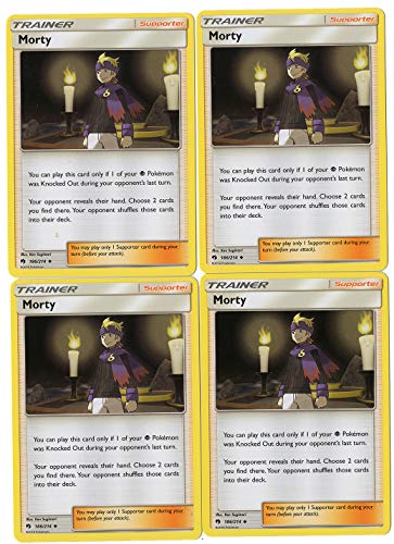 Morty 186/214 - Sun Moon Lost Thunder - Trainer Card Set - x4 Supporter Card Lot (Playset)
