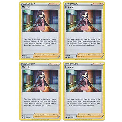 Pokemon Card - Marnie - Sword and Shield Base - x4 Card Lot Playset - 169/202 Holo Rare