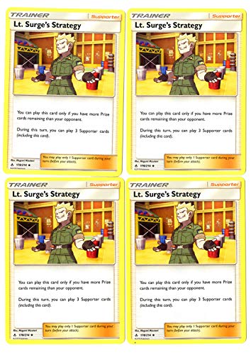 Trainer Card Play Set - Lt. Surge's Strategy - Sun Moon Unbroken Bonds - 4 Card lot