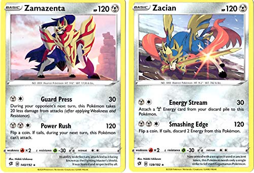 Pokemon Rebel Clash Legendary Card Set - Zacian 139/192 & Zamazenta 140/192 - Sword & Shield - Rare 2 Card Lot