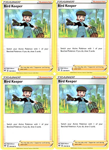 Pokemon Trainer Card Set - Bird Keeper 159/189 - Darkness Ablaze Supporter x4 Lot