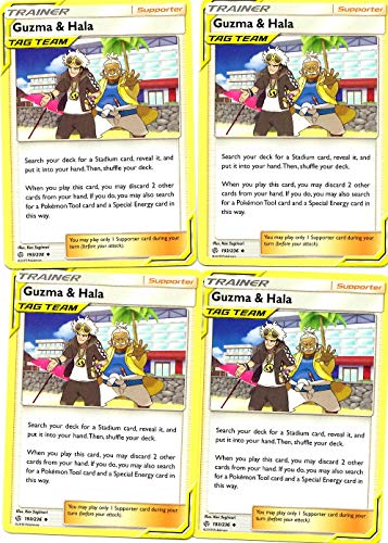Pokemon Trainer Set - Guzma & Hala 193/236 - Sun Moon Cosmic Eclipse - 4 Supporter Card Lot