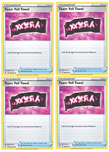 Pokemon Trainer Card Lot - Team Yell Towel 063/072 - Shining Fates - x4 Item Card Lot