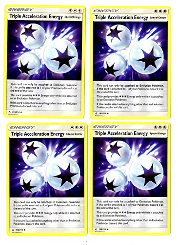 Special Energy Card Play Set - Triple Acceleration Energy - Sun Moon Unbroken Bonds - 4 Card Lot