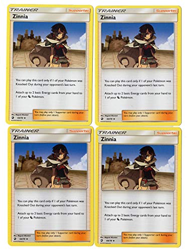 Zinnia 64/70 - Dragon Majesty Trainer Set - Sun Moon 4 Card Lot (Playset)