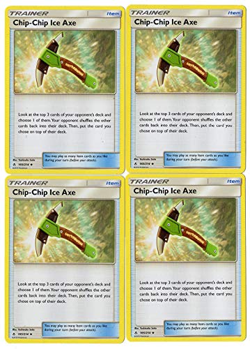 Trainer Card Play Set - Chip-Chip Ice Axe - 165/214 - Sun Moon Unbroken Bonds - 4 Card Lot