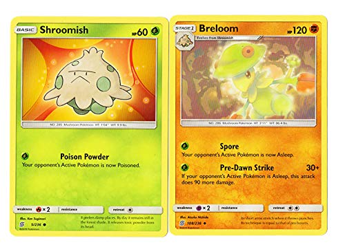 Evolution Card Set - Breloom - 108/236 - Sun Moon Unified Minds - 2 Card Lot