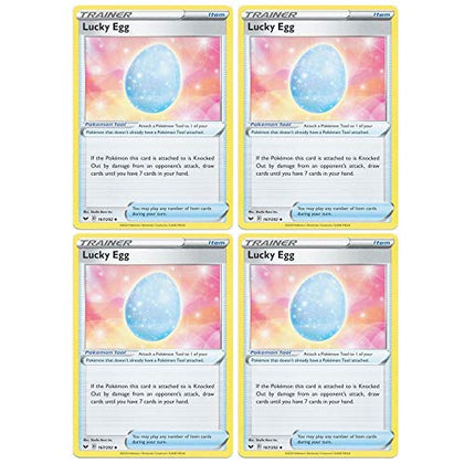 Pokemon Card - Lucky Egg - Sword and Shield Base - x4 Card Lot Playset - 167/202 Uncommon