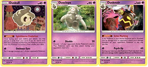 Dusknoir Pokemon Evolutionary Card Set - Dusclops Duskull - Cosmic Eclipse 85/236 - Rare 3 Card Lot
