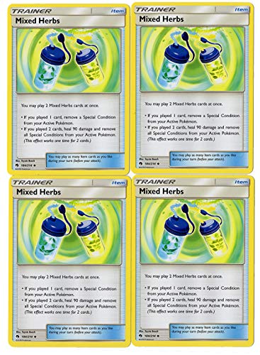 Mixed Herbs 184/214 - Sun Moon Lost Thunder - Trainer Card Set - x4 Card Lot (Playset)