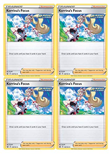 Pokemon Trainer Card Set - Korrina's Focus - 128/163 - Battle Styles - Sword & Shield - x4 Supporter Card Lot