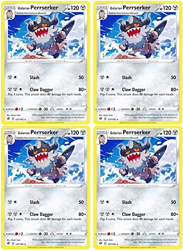Pokemon - Galarian Perrserker - Rebel Clash x4 Card Playset - 127/192 Rare