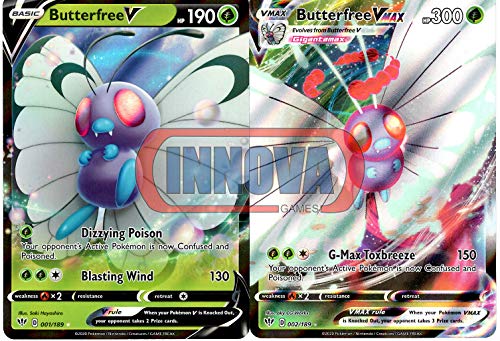 Pokemon Vmax Set - Butterfree V 1/189 & Butterfree Vmax 2/189 - Darkness Ablaze - 2 Ultra Rare Card Lot