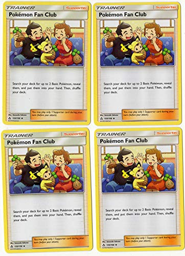 Pokemon Fan Club 133/156 - Sun Moon Ultra Prism - Trainer Card Set - x4 Supporter Card Lot (Playset)