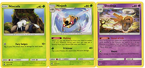 Pokemon NINCADA NINJASK SHEDINJA - Evolution Card Set - Lost Thunder 95/214 - 3 Rare Card LOT