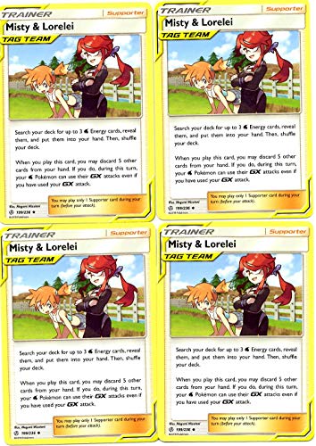 Pokemon Trainer Set - Misty & Lorelei 199/236 - Sun Moon Cosmic Eclipse - 4 Supporter Card Lot