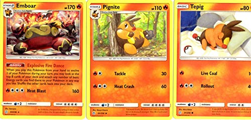 Pokemon Evolution Set - Emboar 33/236 - Sun Moon Cosmic Eclipse - Rare - 3 Card Lot